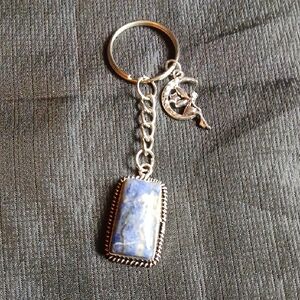 Blue Sodalite Semi-Precious Gemstone Keychain